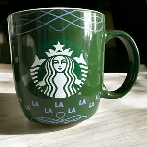 Starbucks Christmas Coffee Cup Mug 2020 Holiday Green Fa‎ La La La 18 oz